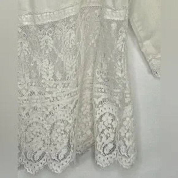 Concrete Ivory Lace Blouse Button Down Crochet Collar and Button Cottagecore SzS - Picture 3 of 6